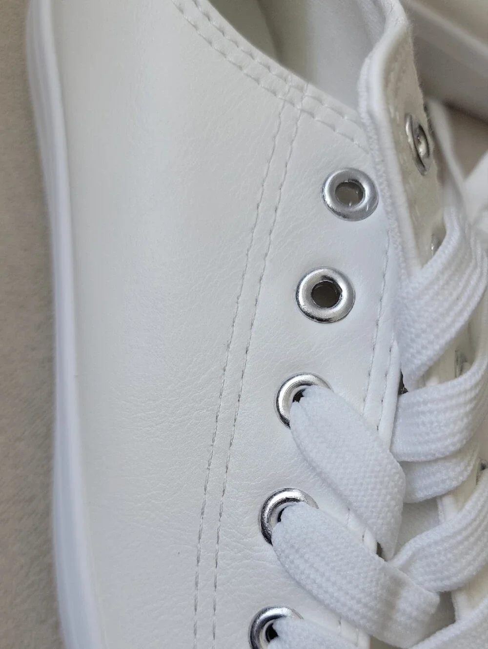 Classic Cream Low-Top Vegan Leather Sneakers